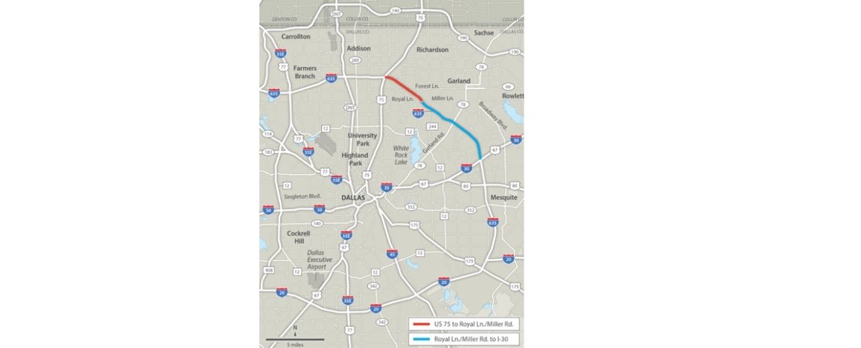 map of IH-635 sections